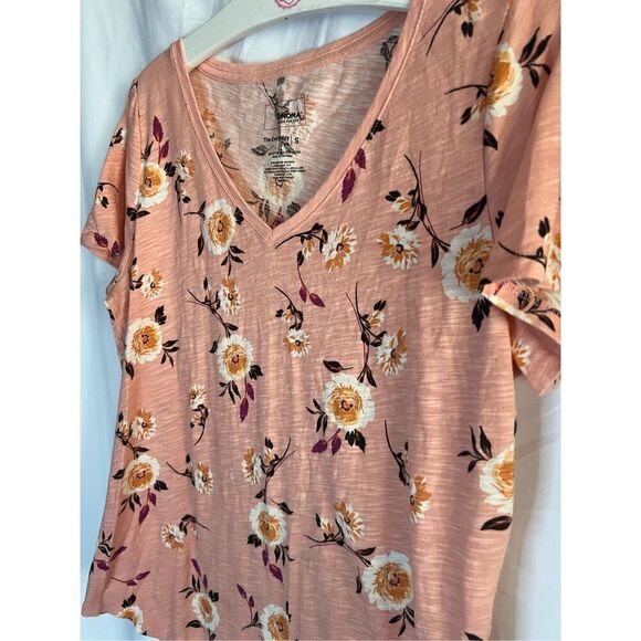 Sonoma The Everyday Tee Orange Floral Shirt Woman’s Size Small - Picture 2 of 5